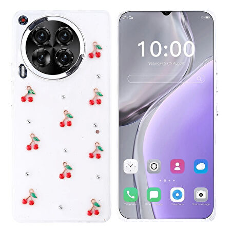 Tecno Camon 30 4G Uyuymlu Kılıf Airbag Tasarımlı Simli Şeffaf Kutup Kapak