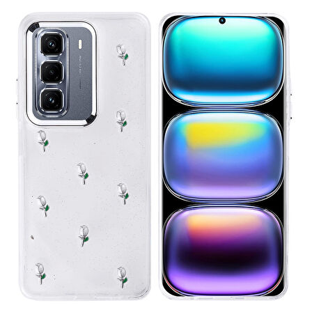 İnfinix Hot 50 Pro Plus 4G Uyumlu Kılıf Airbag Tasarımlı Simli Şeffaf Kutup Kapak