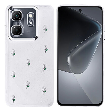 İnfinix Smart 9 Uyumlu Kılıf Airbag Tasarımlı Simli Şeffaf Kutup Kapak