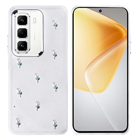 İnfinix Hot 50 Pro 4G Uyumlu Kılıf Airbag Tasarımlı Simli Şeffaf Kutup Kapak