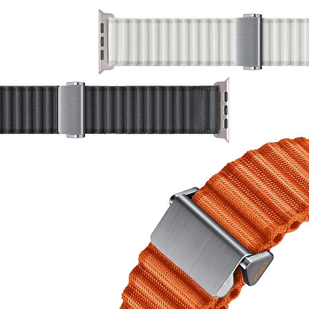 Apple Watch 42mm Uyumlu Yumuşak Kumaş Hasır Örgülü Kordon KRD-123