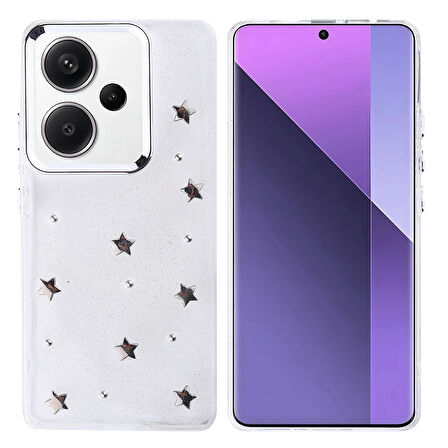 Xiaomi Redmi Note 13 Pro Plus 5G Uyumlu Kılıf Darbe Koruma Airbag Tasarımlı Simli Şeffaf Kutup Kapak