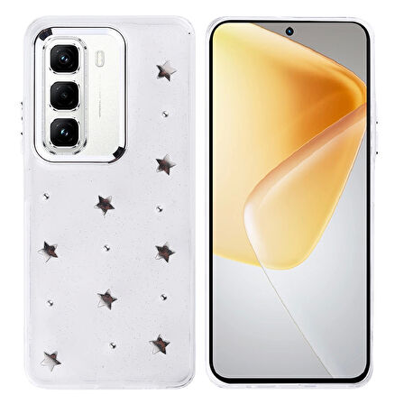 İnfinix Hot 50 Pro 4G Uyumlu Kılıf Airbag Tasarımlı Simli Şeffaf Kutup Kapak