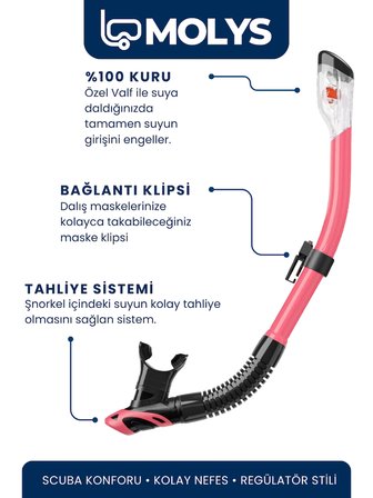 MOLYS M1 PROFESYONEL DALIŞ MASKESİ + MASKE KUTUSU + PRO FULL DRY TAM KURU ŞNORKEL + FREE DOM ANTI FOG BUĞU ÖNLEYİCİ FİLM