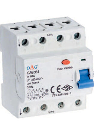 OAG 4X40A 300MA KAÇAK AKIM RÖLESİ