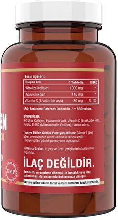 Collagen 1000 MG Hyaluronic Acid Vitamin C 90 Tablet Kolajen
