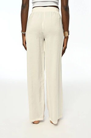 KADIN BELİ LASTİKLİ RAHAT KALIP BOL PAÇA PANTOLON