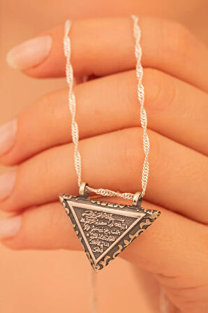 Çift Taraflı Önü Allah Arkası Ayet'el Kürsi Yazılı Açılabilir Minik Boy Kadın Gümüş Cevşen Kolye