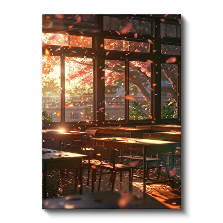 Sonbahar Sınıfı - Uçuşan Yapraklar Anime Kanvas Tablo