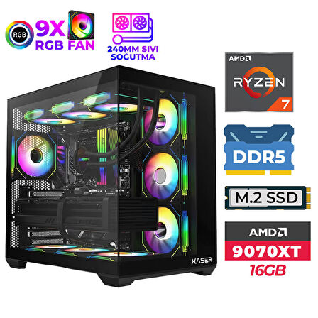 Xaser SovaX150 Ryzen 7 9700X 32GB DDR5 Ram 1TB M.2 NVMe SSD 16GB RX9070 XT Sıvı Soğutmalı Masaüstü Oyuncu Bilgisayarı