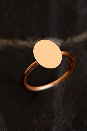 Kadın Gümüş Yüzük - El Işçiliği Rose Kaplama Elips Motifli Kadın Yüzük