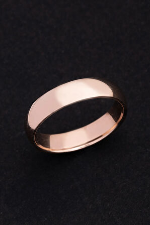 Erkek Gümüş Yüzük - 925 Ayar İnce Düz Bombeli Rose Gümüş Alyans Yüzük