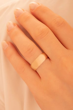 Erkek Gümüş Yüzük - 925 Ayar Düz Bombeli Rose Gümüş Alyans Yüzük