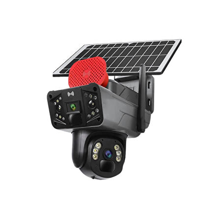 O-KAM-3915 4G 6MP Dual Lens Solar PTZ Güneş Panelli Kamera