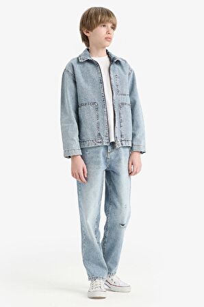 Erkek Çocuk Loose Fit Düz Paça Jean Pantolon