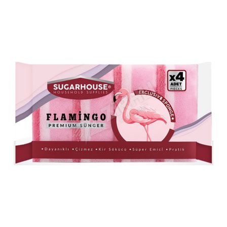 Sugar House Flamingo Çizmez Sünger Oluklu 4'Lü