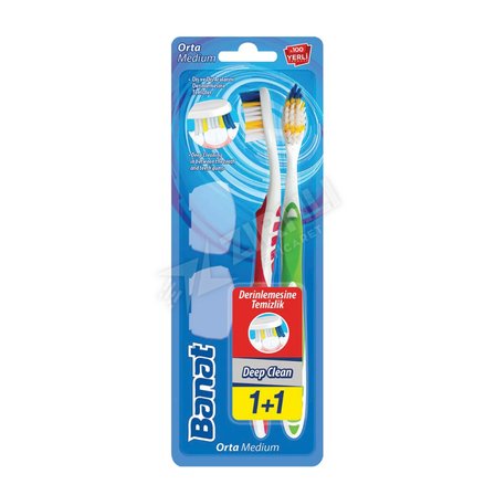 2 ADET Banat Diş Fırçası Deep Clean  ( 1+1 ) Orta