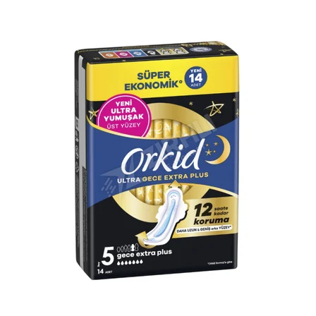 3 ADET Orkid Ultra Ekstra Dörtlü Hijyenik Ped Gece Plus 14'lü