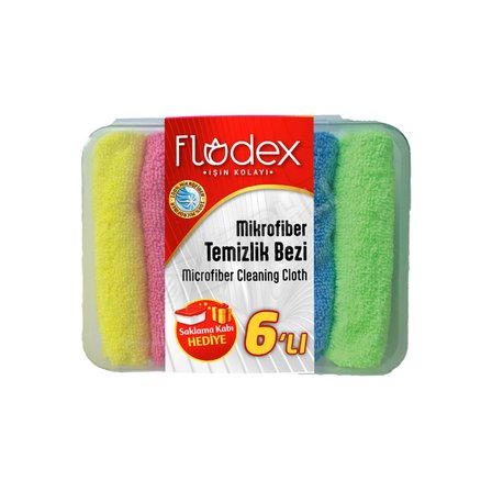 2 ADET Flodex Mikrofiber Temizlik Bezi 6'lı Saklama Kabı Hediyeli