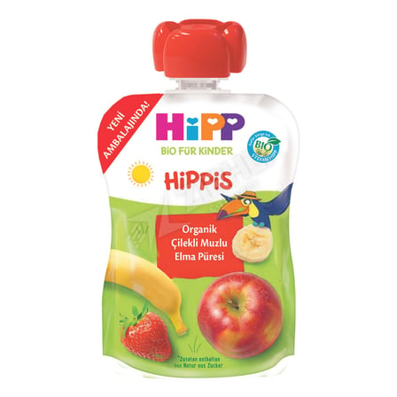 2 ADET Hipp Organik Çilekli Muzlu Elma Püresi 100 Gr