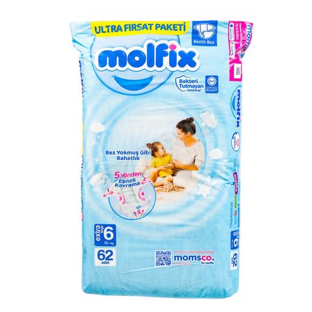 2 ADET Molfix Ultra Fırsat E.Large Bebek Bezi 62Li