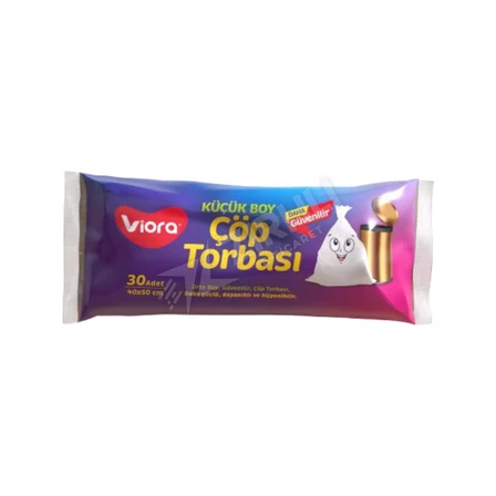 4 ADET Viora Mini Şeffaf Çöp Poşeti 40X50 30'lu 84 Gr
