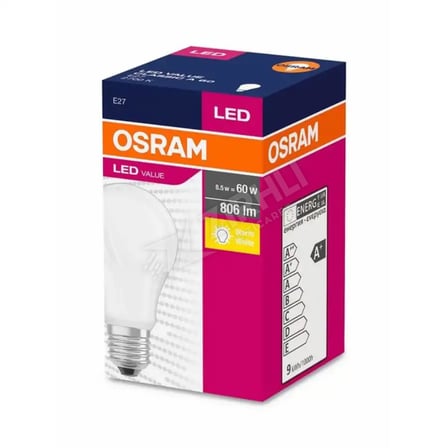 4 ADET Osram E27 Led Ampul 8.5W-60W Sarı Işık