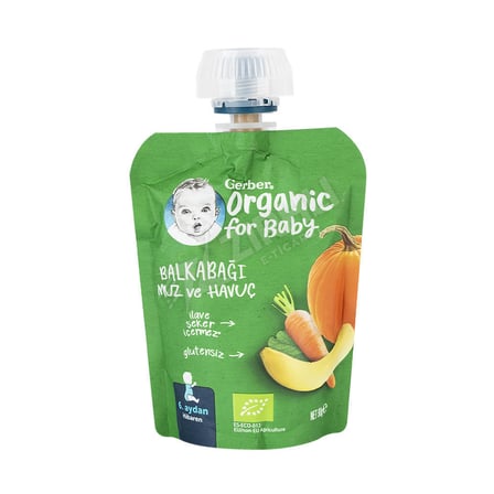 5 ADET Gerber Organik Püre 90 Gr Balkabağı Muz Havuç