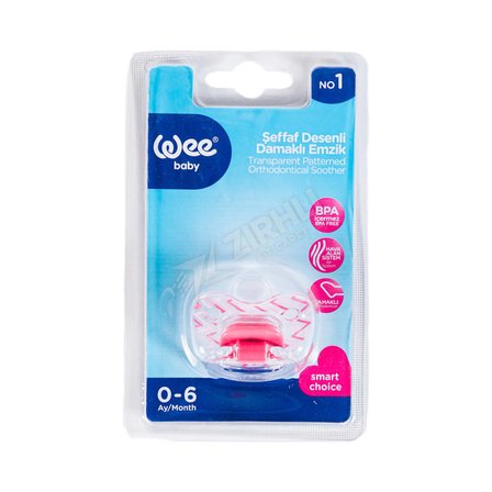 5 ADET Wee Baby Şeffaf Desenli Damaklı Emzik No 1