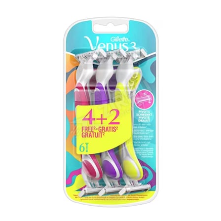 Gillette Venüs 3 Bıçaklı Renkli Tıraş Bıçağı (4+2 Adet)