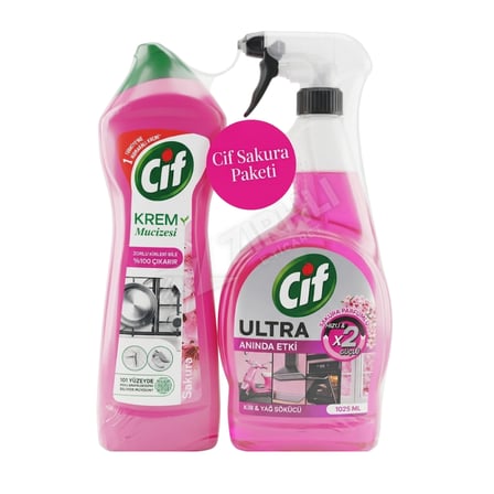 Cif Krem Sakura 750 Ml + Cif Anında Etki Sakura 1025 Ml