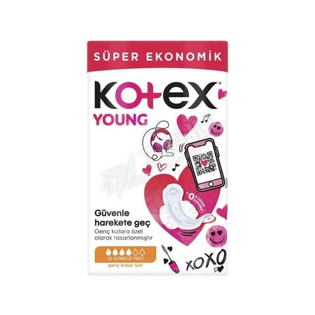 3 ADET Kotex Young Quadro Gündüz Hijyenik Ped 22'li