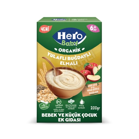 3 ADET Hero Baby Organik Sütsüz Yulaflı Elmalı Kaşık Maması 200 Gr