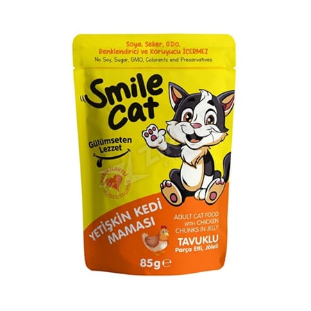 4 ADET Smile Cat Pouch Kedi Tavuklu 85 Gr