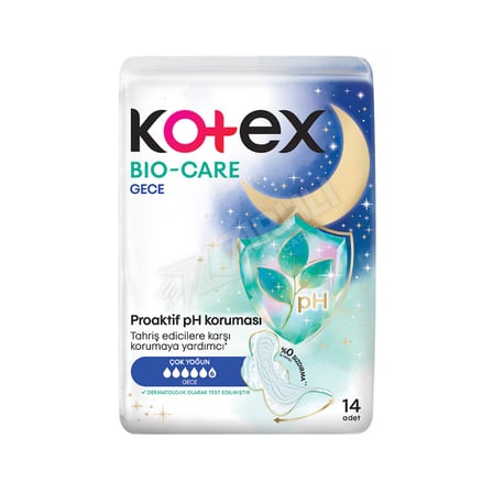 5 ADET Kotex Bio-Care Quadro Gece Hijyenik Ped 14'lü
