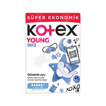 5 ADET Kotex Young Quadro Gece Hijyenik Ped 16'lı