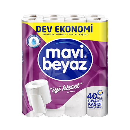 5 ADET Mavi Beyaz Tuvalet Kağıdı 3 Katlı 40'lı