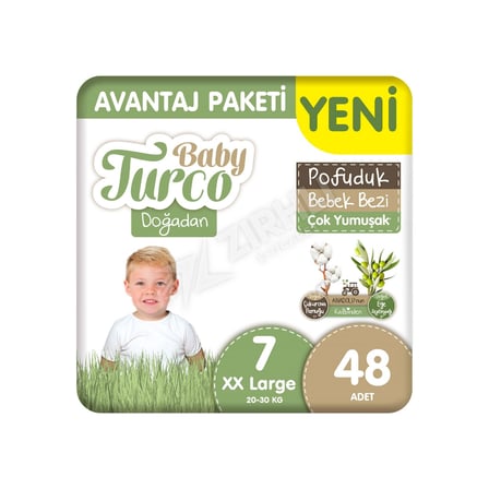 5 ADET Baby Turco Doğadan Avantaj Paketi Pofuduk Bebek Bezi Xxl 48'li