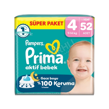 5 ADET Prima Aktif Bebek Fırsat (4 No) Maxi 52'li