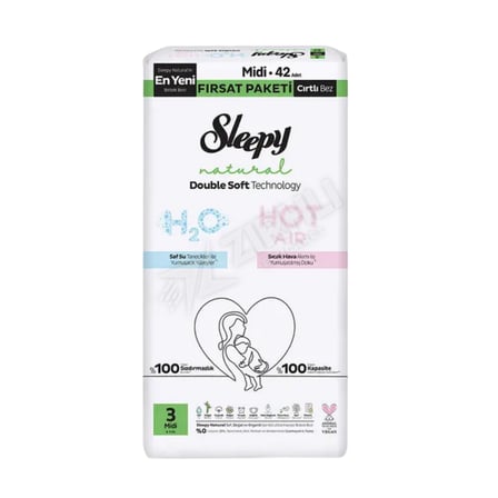 3 ADET Sleepy Natural Fırsat Paketi Double Soft Midi 42'li