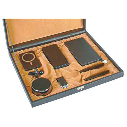 VIP Hediyelik Set - Powerbank, Defter, Kalem, USB Bellek, Hoparlör ve Kartvizitlik (6’lı Kurum Seti)