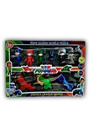 6'Lı ARABALI PİJAMASKELİ KAREKTER FİGÜR OYUNCAK