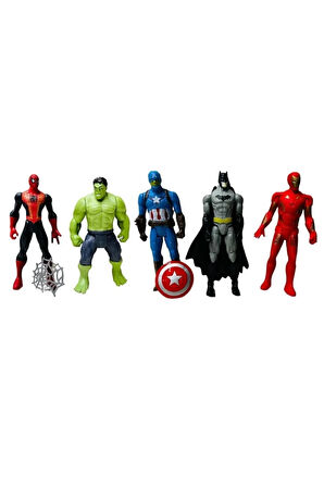 5'li Işıklı Kutulu Süper Kahraman Seti Hulk Örümcek Adam Ironman Batman Kaptan Amerika
