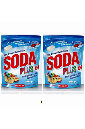 2 Adet Soda Plus Optik Etkili El ve Matik Çamaşır Sodası 500 gr