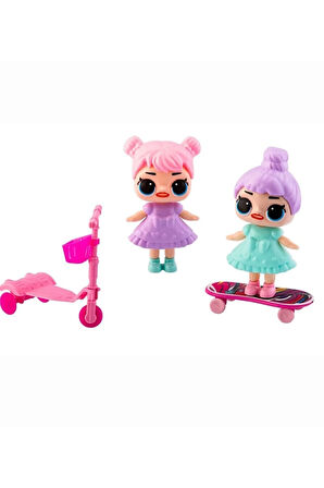 Antonella 2'li Figür Oyuncak Kaykaylı Bisikletli Antonella Bebekler 7 cm