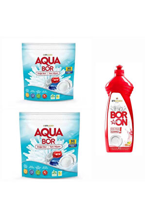 AQUABOR DOĞAL MİNERALLİ 2 PAKET BULAŞIK TABLETİ 30*2 KAPSÜL+1 ADET BORON ELDE BULAŞIK YIKAMA