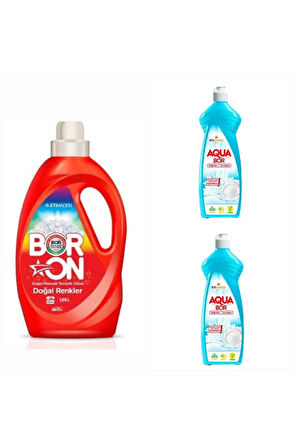 DOĞAL MİNERALLİ ÇAMAŞIR DETERJANI RENKLİLER İÇİN 26 YIKAMA+ 2*650 ML AQUABOR BULAŞIK DETERJANI.