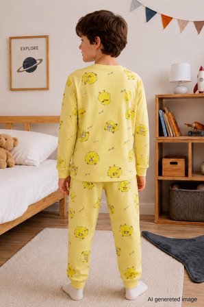 Erkek Çocuk Yeni Sezon Pamuklu Desenli Pijama Takım TKM1022