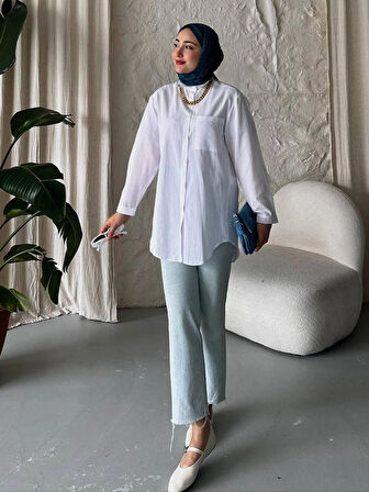 Serelina Uzun Kollu Astarsız Yazlık Gömlek TNS-4142