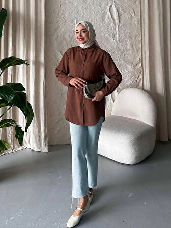 Serelina Uzun Kollu Astarsız Yazlık Gömlek TNS-4142